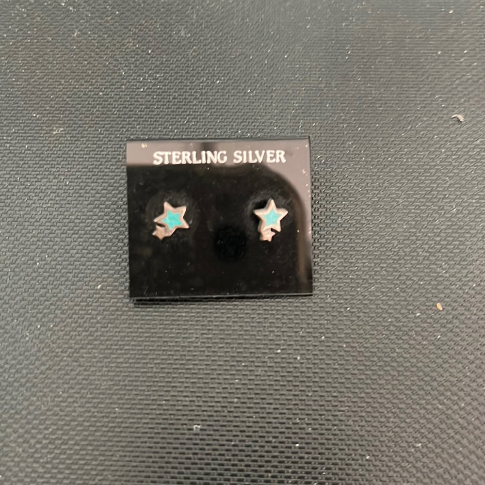 Sterling silver mini turquoise star earrings
